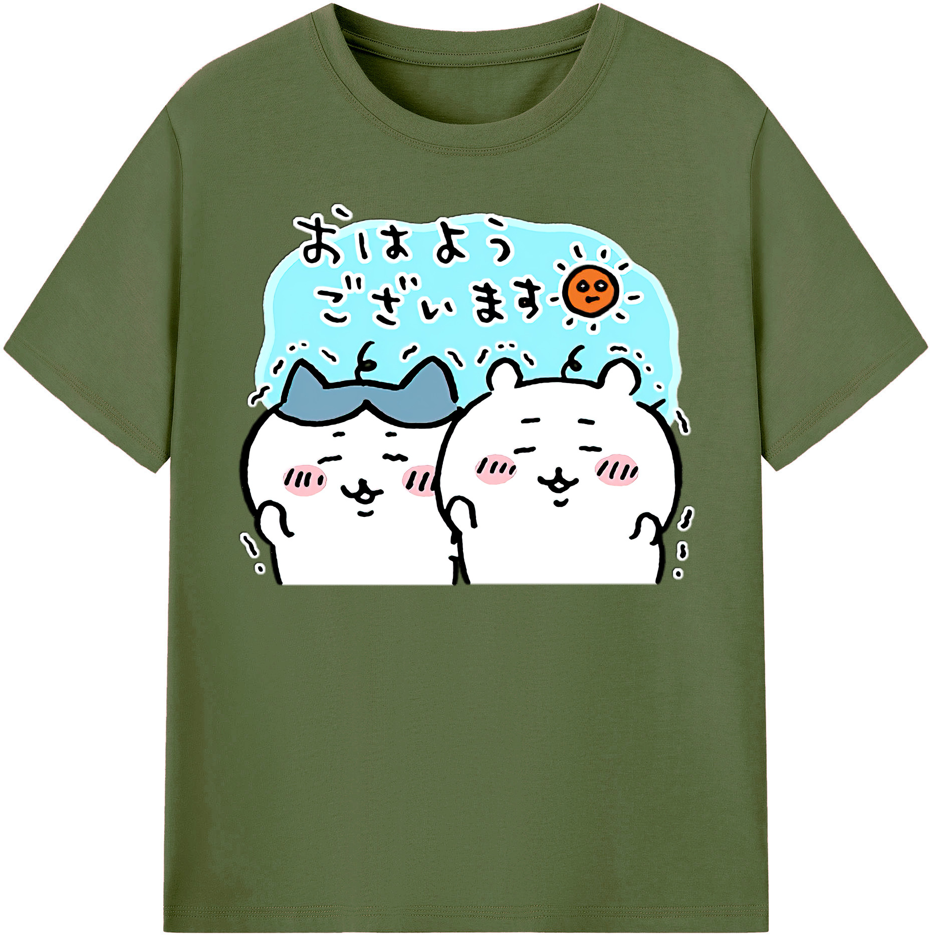 （画像用） ちいかわ ハチワレ Chii-kawa hachiware 綿100％半袖Tシャツ（フロントプリント）